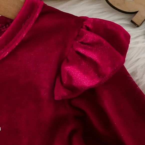 Adorable Red Velvet "Santa Baby" Dress and Hat - Picture 4 of 7